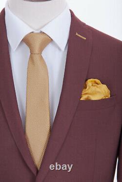 Men's Mod Suit Antique Rogue Wine Textured Slim Fit RRP£139.00