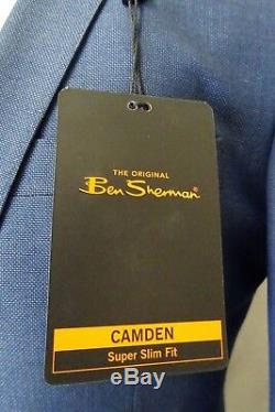 Men's New Ben Sherman Camden Blue Super Slim Fit Suit 36R W30 L31 AA2906