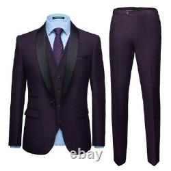 Men's One Button Slim Fit Suit 3PCS Blazer Jacket Vest Pants Wedding Party New L