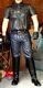 Men's Real Leather Pants & Police Shirt Contrast Piping & Quilted BLUF Suit