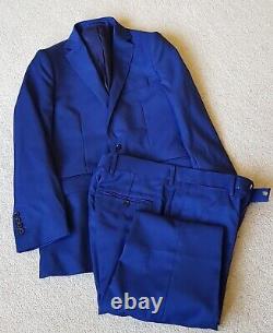 Men's Royal Blue Twill Slim Fit Suit Hawes & Curtis Jermyn Street Jacket Trouser