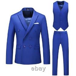 Men's Slim Fit 3 Pieces Smart Suit Jacket Waistcoat & Trouser Wedding Party New