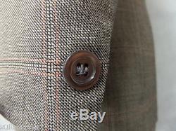 Men's Slim Fit Brown Checked Canda Vintage 2 Piece Suit 38R W30 L30 CC2345