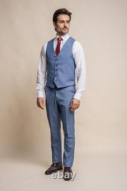 Men's Slim Fit Formal Suit 3 Piece Wedding Business Blue Jay Suit RRP £ 219.97