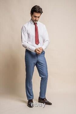 Men's Slim Fit Formal Suit 3 Piece Wedding Business Blue Jay Suit RRP £ 219.97