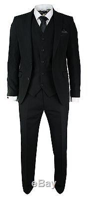 Men's Slim Fit Suit Black 3 Piece Work Office or Wedding Party Suit
