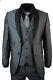 Men's Slim Fit Suit Dark Grey Tuxedo 3 Piece Work Office or Wedding Party Suit