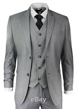 Men's Slim Fit Suit Grey 3 Piece Work Office or Wedding Party Suit