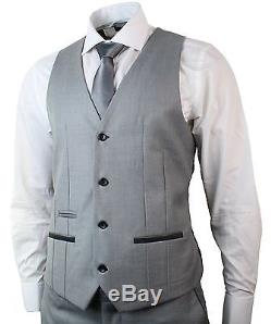 Men's Slim Fit Suit Grey Tuxedo 3 Piece Work Office or Wedding Party Suit