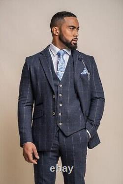 Men's Slim Fit Windowpane Check Suit Separates Blazer, Waistcoat, Trousers