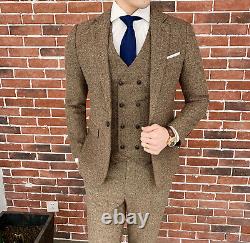 Men's Suit Business Casual Slim Fit Three Piece Fashion Dress Single Button Tren