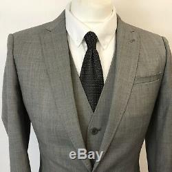 Men's Ted Baker Lean Machine 3 Piece Slim Fit Grey Suit-chest 38-waist 32- L29