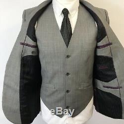 Men's Ted Baker Lean Machine 3 Piece Slim Fit Grey Suit-chest 38-waist 32- L29