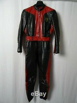 Men's Vtg 1970' HARRO 2 Piece Slim Fit Leather Motorcycle Race Suit 40R W28 L30
