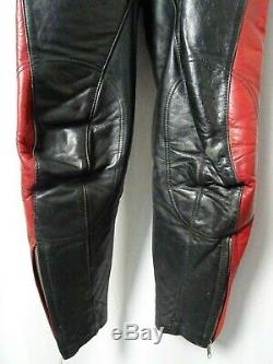 Men's Vtg 1970' HARRO 2 Piece Slim Fit Leather Motorcycle Race Suit 40R W28 L30