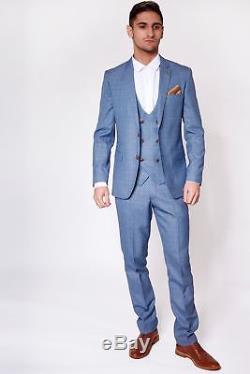 Mens 3 Piece Suit Check Slim Fit Work Business Formal Blazer Waistcoat Trouser