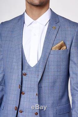 Mens 3 Piece Suit Check Slim Fit Work Business Formal Blazer Waistcoat Trouser