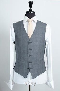 Mens 3 Piece Suit Grey Prince Of Wales Check Slim Fit Wool 40R W34 L31