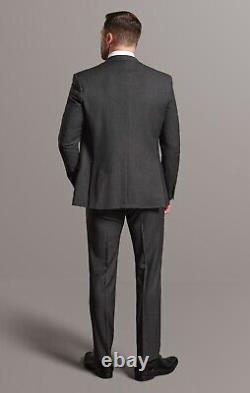 Mens 3 Piece Suit Grey Slim Fit Wedding Formal Business
