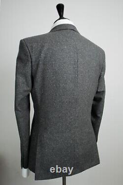 Mens 3 Piece Suit Grey Tweed Slim Fit Vintage 40R W34 L31