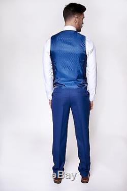 Mens 3 Piece Suit Slim Fit Check Work Business Formal Blazer Waistcoat Trouser