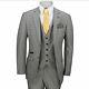Mens 3 Piece Tailored Fit Yellow Grey Prince of Wales Check Smart Vintage Suit