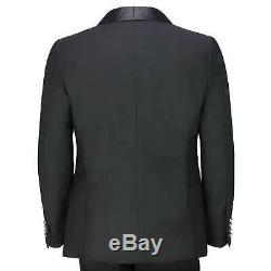 Mens 3 Piece Tuxedo Suit Black Slim Fit Smart Formal Retro Dinner Jacket Blazer