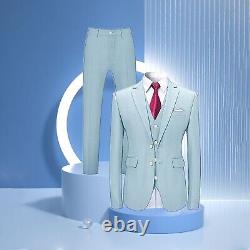 Mens 3 Piece Tuxedo Suits Slim Fit Suit Blazer Wedding Prom Jackets Vest&Trouser