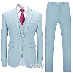 Mens 3 Piece Tuxedo Suits Slim Fit Suit Blazer Wedding Prom Jackets Vest&Trouser