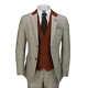 Mens 3 Piece Tweed Herringbone Red Check on Beige MOD Vintage Suit Tailored Fit