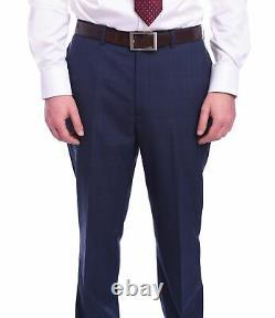Mens 38R Calvin Klein Extreme Slim Fit Navy Blue Plaid Two Button Wool Suit