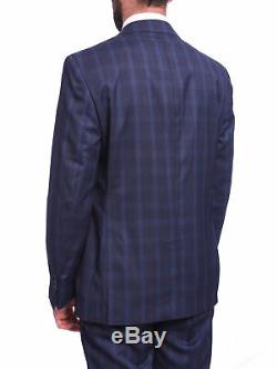 Mens 38R Dkny Slim Fit Navy Blue Plaid Two Button Wool Suit