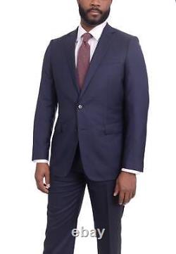 Mens 42S mens Slim Fit Navy Blue Check Two Button Wool Suit