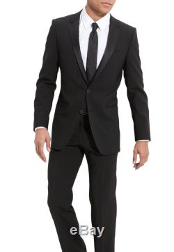 Mens 44L Hugo Boss Aikin/hollo Slim Fit Black Stetch Wool Blend Tuxedo Suit