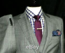 Mens Armani Collezioni Sharkskin Grey Box Check 3 Piece Slim Fit Suit 42r W36