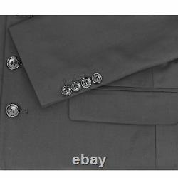 Mens Black Chinese Grandad Collar 3 Piece Suit Fitted Nehru Jacket Wedding Party