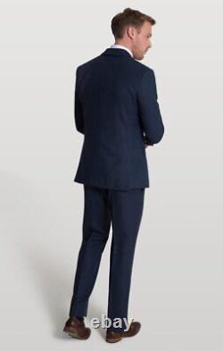 Mens Blue Herringbone Tweed 3 Piece Suit Slim Fit The Sowerby