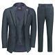 Mens Blue Tweed 3 Piece Suit Herringbone Smart Tailored Fit Retro Peaky Blinders
