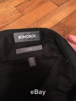 Mens Bonobos 36S Slim Fit Black Suit 30W Pants NWOT! $600 Retail