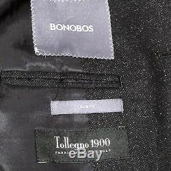 Mens Bonobos Tollegno 1900 Wool Silk Slim Fit Charcoal 2 Pcs Suit Size 44R