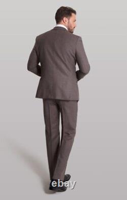 Mens Brown Herringbone Tweed 3 Piece Suit Slim Fit Tom Percy