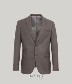 Mens Brown HerringboneTweed 3 Piece Suit Slim Fit Wool Tom Percy RRP£329.99