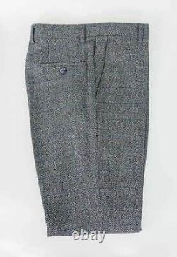 Mens Cavani Peaky Blinders Check Grey 3 Piece Suit Vintage Slim Fit 40,44 & 52