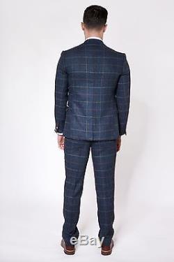 Mens Check Tweed 3 Piece Suit Vintage Retro Blazer Waistcoat Trouser Slim Fit