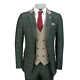 Mens Classic 3 Piece Tweed Suit Herringbone Check Smart Retro Tailored Fit Suit