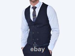 Mens ClassicTailored Slim Fit Contrast Check 3Piece Wedding -Dinner Office Suit