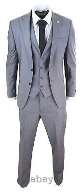 Mens Designer 3 Piece Suit Vintage Grey Slim Fit Bespoke Formal Wedding Suit
