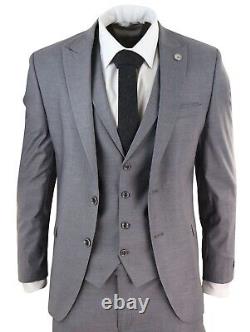 Mens Designer 3 Piece Suit Vintage Grey Slim Fit Bespoke Formal Wedding Suit