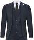 Mens Grey 3 Piece Tweed Suit Herringbone Wool Vintage Retro Peaky Blinders