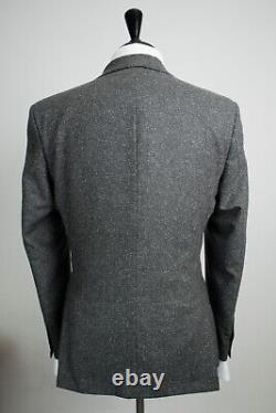 Mens Grey Tweed 3 Piece Suit Vintage Slim Fit Wool Silk 42R W36 L31